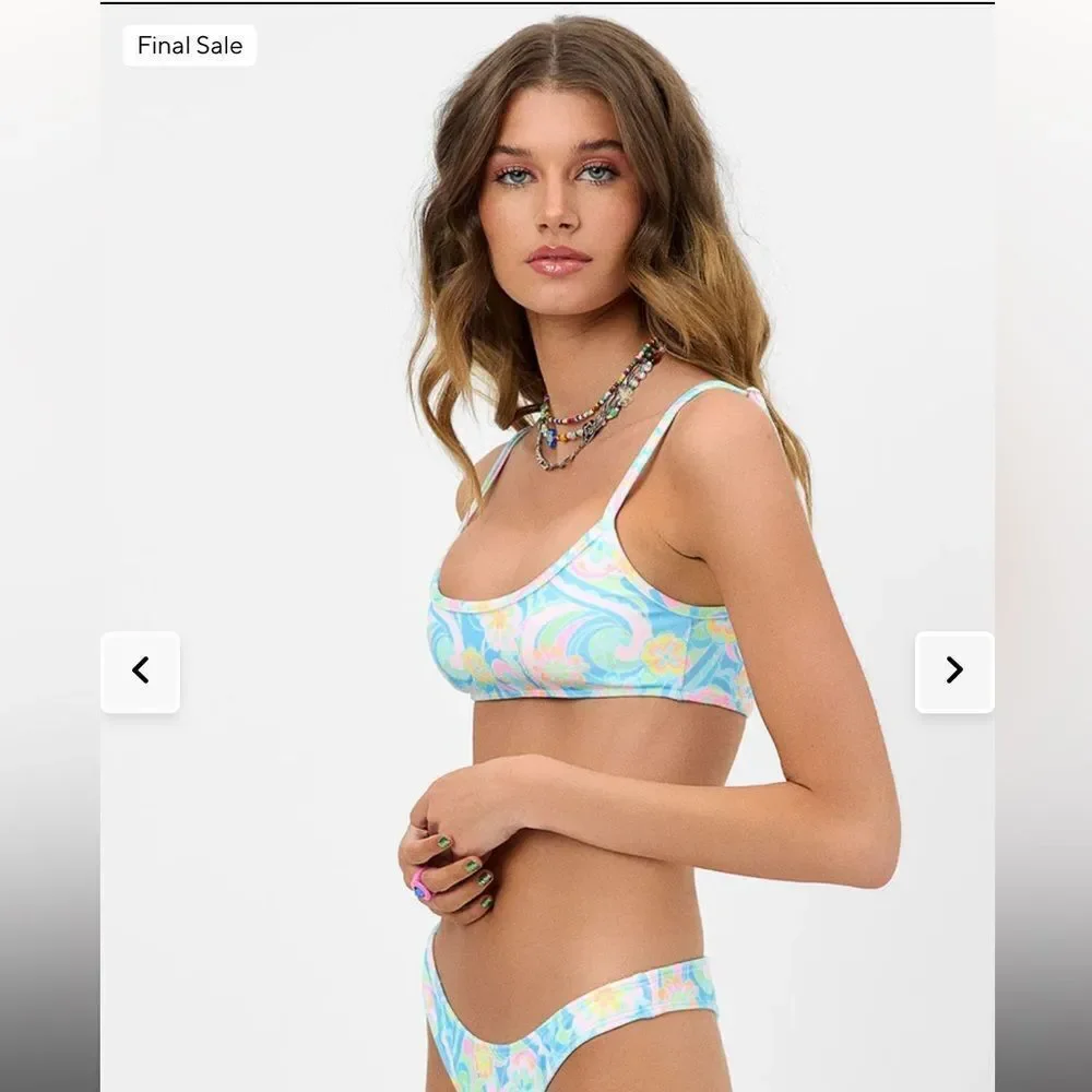Frankie’s Bikinis Dallas Terry Bralette Bikini Top in Sunshower🐚🌸